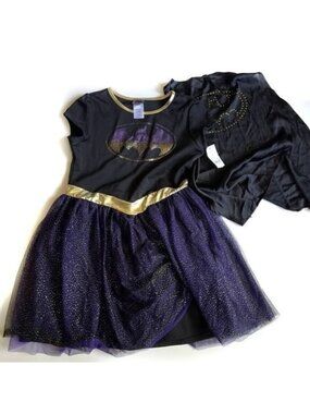 Batgirl Black And Purple Short Sleeve Sequin Dress & Cap - NWT - L(10/12)